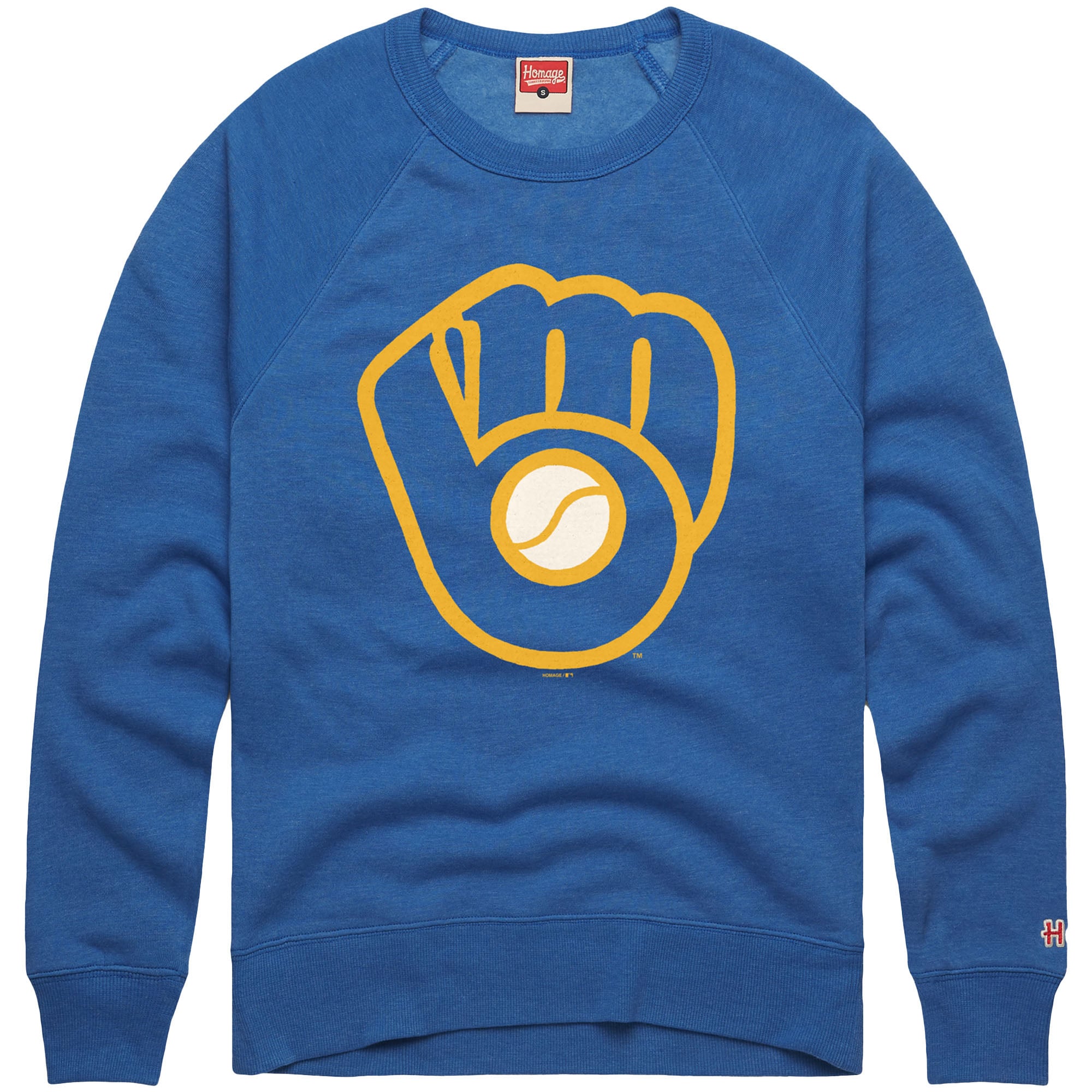 Men's Homage Royal Milwaukee Brewers Retro Tri-Blend Pullover Sweatshirt